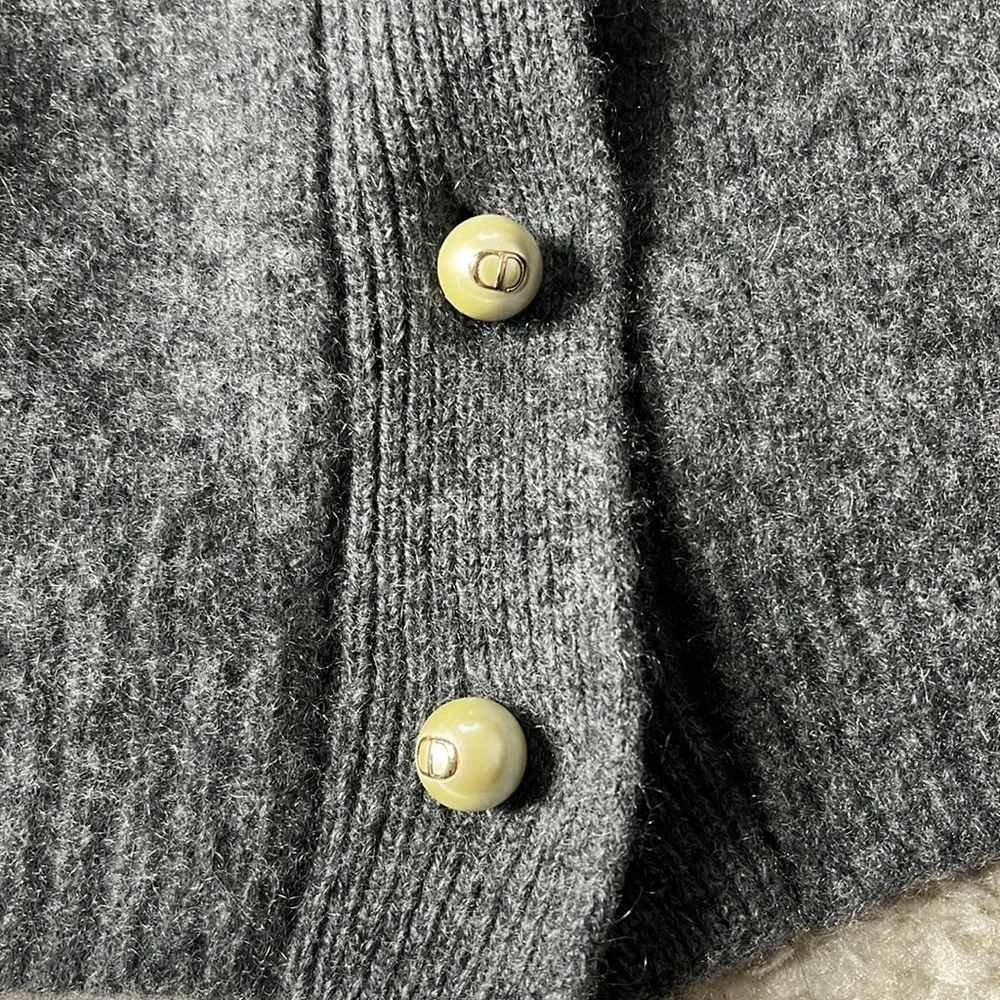 Christian Dior originally sz 34 pearl cashmere cardigan sweater, SHRUNKEN